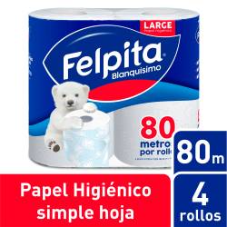 Papel Higiénico Large Bco. Felpita 80 m x 4 un