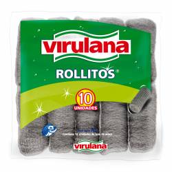 Lana de Acero Virulana Rollitos x 10 un.