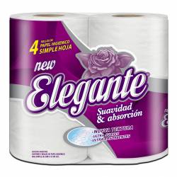 Papel Higiénico Hoja Simple Elegante 30 Mts Blanco x 4 un.