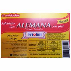 Salchichas tipo Alemana Corta Friolim x 180 g.