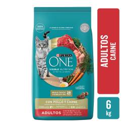 Alimento Purina One para Gatos Adultos Carne x 6 Kg