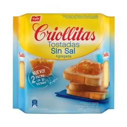 Tostadas sin Sal Criollitas x 195 g.