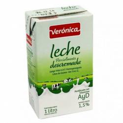 Leche Larga Vida Descremado  Fort. con Vitamina Ad Verónica x 1 Lt.
