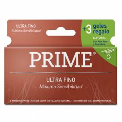 Preservativos Ultra Fino + Gel Intimo Prime x 6 Un.