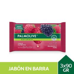 Jabón De Tocador Palmolive Naturals Frambuesa y Mora 3 x 90 g.