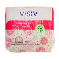 Toalla Higiénicas Normal con Alas Suave Visiv x 8 Un.