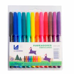 Marcadores Escolares La Anónima De Colores x 12