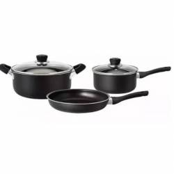 Set de Ollas Batería de Cocina Hudson 3 Piezas Negro