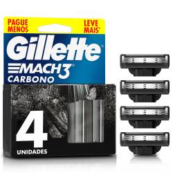 Cartucho Afeitar Mach3 Carbono Gillette x 4 Un.