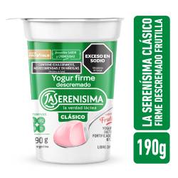 Yogur Firme Descremado Frutilla La Serenísima Clásico 190 g.