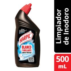 Gel limpia inodoros desinfectante Blanco y Brillante Harpic x 500 cc.
