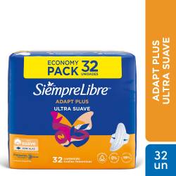 Toallas Femeninas Siempre Libre Adapt Plus Suave c/ Alas x 32 un
