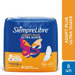 Toallas Femeninas Siempre Libre Adapt Plus Suave s/ Alas x 8 un