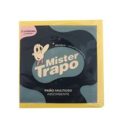 Paño Multiuso Envasado 38 cm x 40 cm Mr. Trapo x 3 Un.