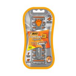 Maquina Afeitar Hybrid Advance + 6 Cartuchos Bic x 6 Un.