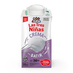 Crema de Leche L.V. para Batir Fortificada Las Tres Niñas x 500 cc.