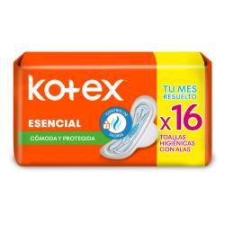 Toalla HigIénica Normal con Alas Esencial Kotex x 16 Un.