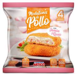  Medallones de Pollo con Jamón y Queso x 4 Un. Artico  x 500 g.