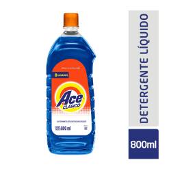 Jabón Líquida Ropa Baja Espuma Clásico Botella Ace x 800 cc.