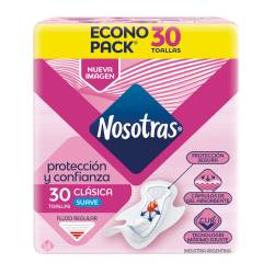 Toalla Higiénica Normal Clásica con alas Suave Nosotras x 30 Un.
